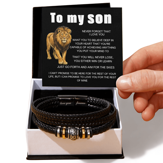 Bracelets For Men，Men's Black Braided Leather Bracelet, Stainless Steel Engraved Love You Forever Jewelry, Perfect or Dad, Husband, Son, Grandson, Nephew,Comes With Message Card And Gifts Box