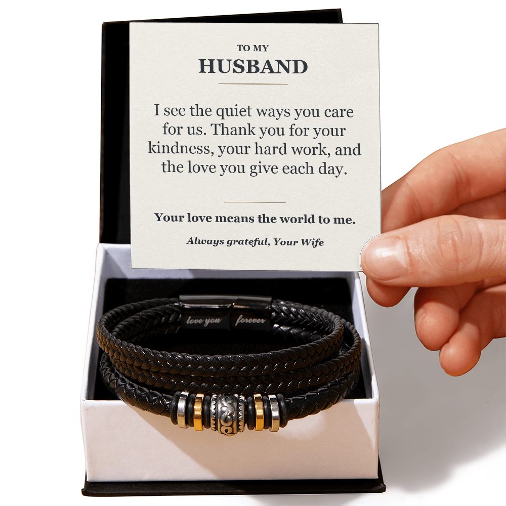 To My Husband Bracelet from Wife - Thank You for All You Do Gift