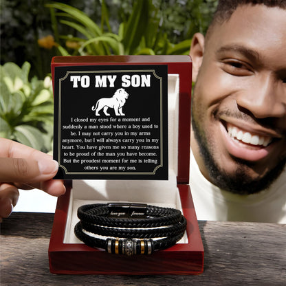 𝐋𝐞𝐚𝐭𝐡𝐞𝐫 𝐁𝐫𝐚𝐜𝐞𝐥𝐞𝐭 𝐟𝐨𝐫 𝐌𝐞𝐧 Birthday Valentine's Day Gifts for Son Grandson Boyfriend Husband Dad Brother Multi-Layer Braided Leather Bracelet with Clasp Black Inspirational Bracelet For Men