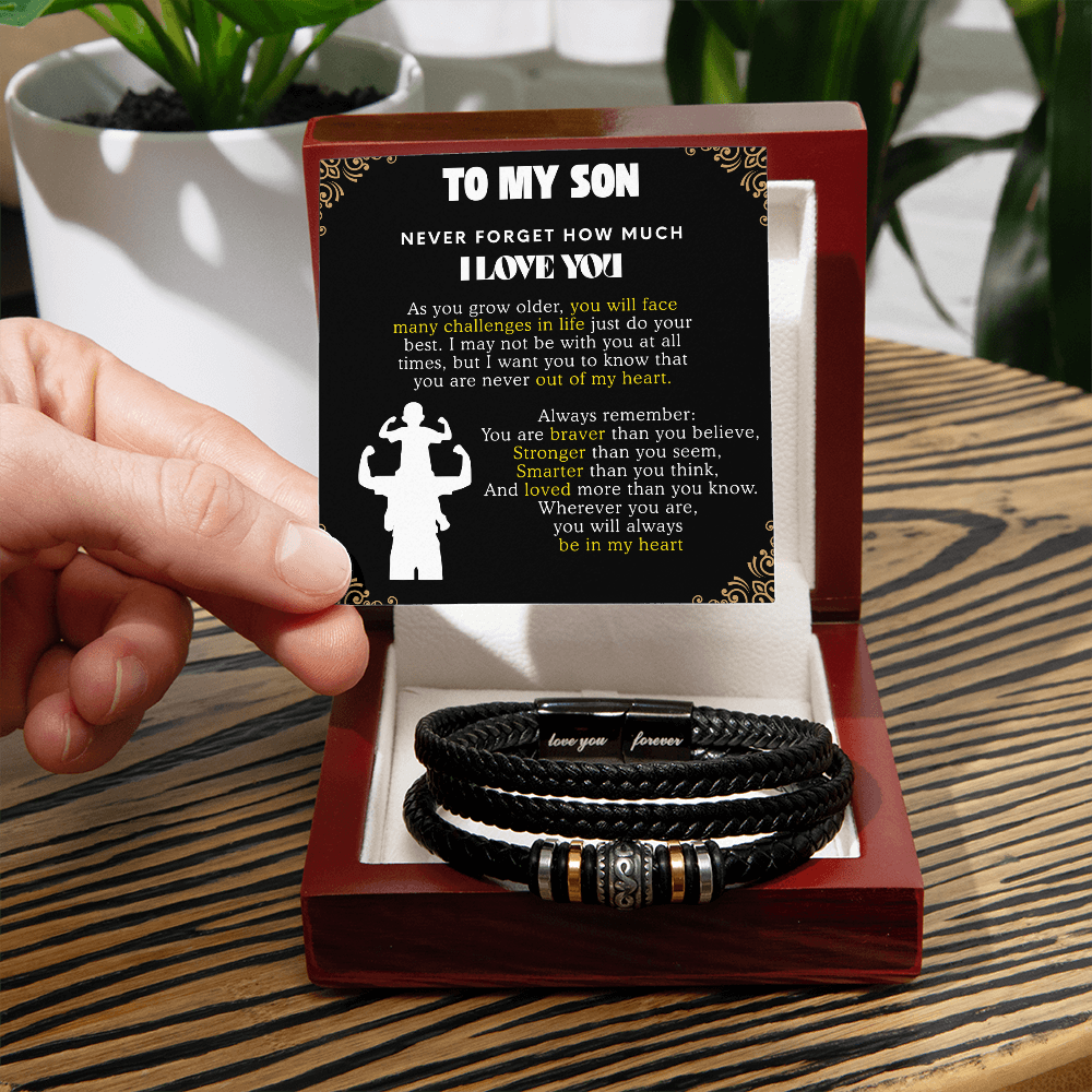 To My Son Bracelet From Mom Dad, Son Gift From Dad, Mother And Son Bracelet, Anniversary Graduation Valentine Christmas Birthday Gifts For Sons With Message Card And Gift Box