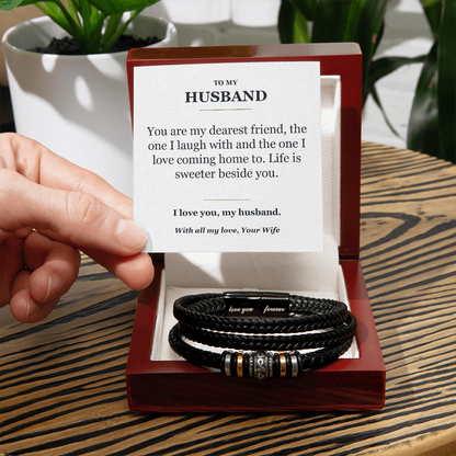 To My Husband Bracelet from Wife - My Best Friend Message Card Gift