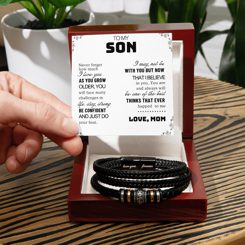 To My Son Gift, Cuban Chain with Cross Necklace, Sentimental Jewelry from Dad, Thoughtful Keepsake for Son, Inspirational Jewelry Message Card with Gift Box