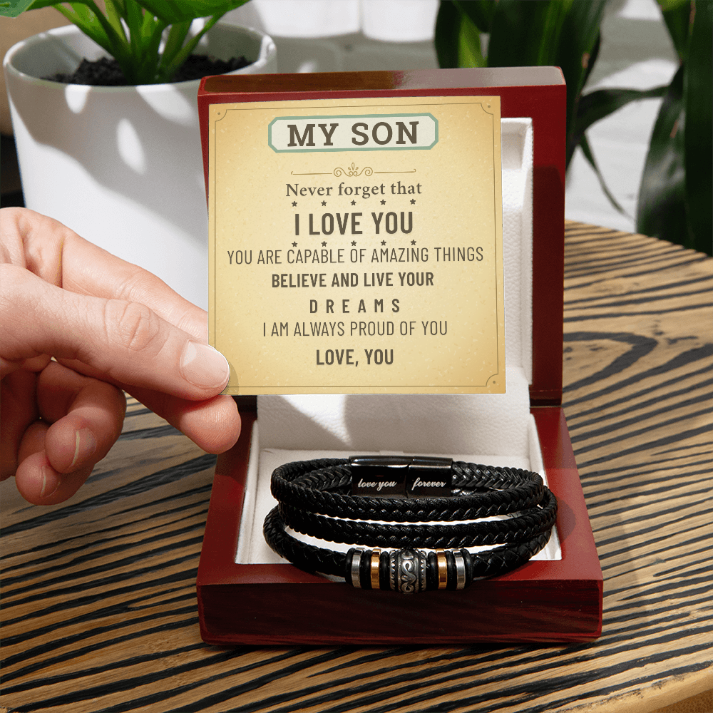 To My Son Bracelet – Meaningful Gift from Mom & Dad | Birthday, Graduation, Christmas Present