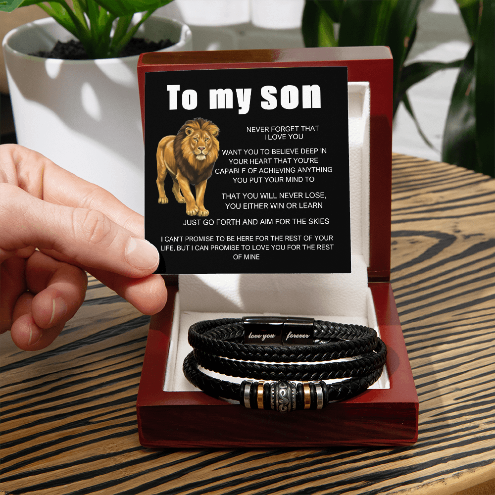 Bracelets For Men，Men's Black Braided Leather Bracelet, Stainless Steel Engraved Love You Forever Jewelry, Perfect or Dad, Husband, Son, Grandson, Nephew,Comes With Message Card And Gifts Box