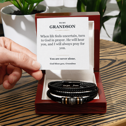 To My Grandson Faith Bracelet from Grandma - Prayer Message Card Gift