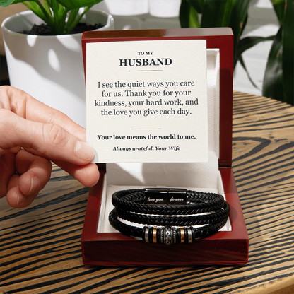 To My Husband Bracelet from Wife - Thank You for All You Do Gift