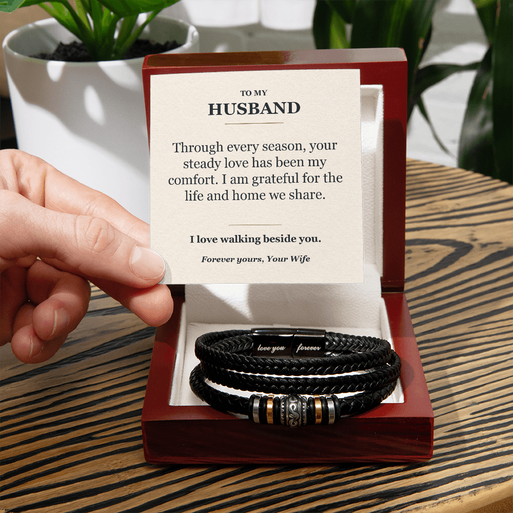 To My Husband Bracelet from Wife - Steady Love Message Card Gift