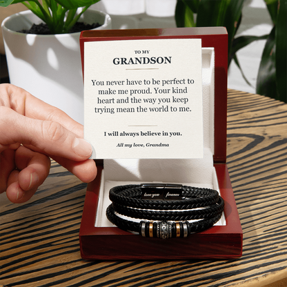 To My Grandson Bracelet from Grandma – Believe in You Message Card Gift