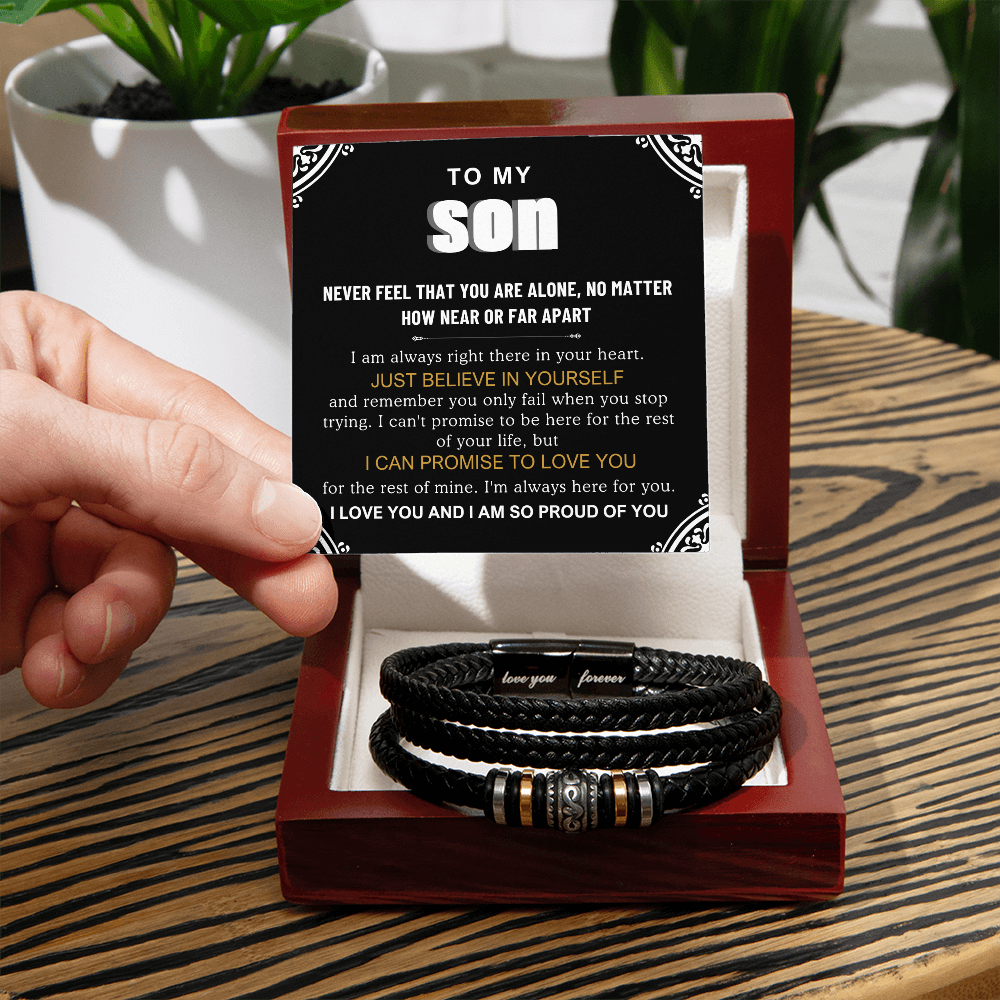 To My Son Bracelet, Bracelet Grad Gift For Son, Bracelet For Son From Parents, Birthday Gift Bracelets With Message Card and Box