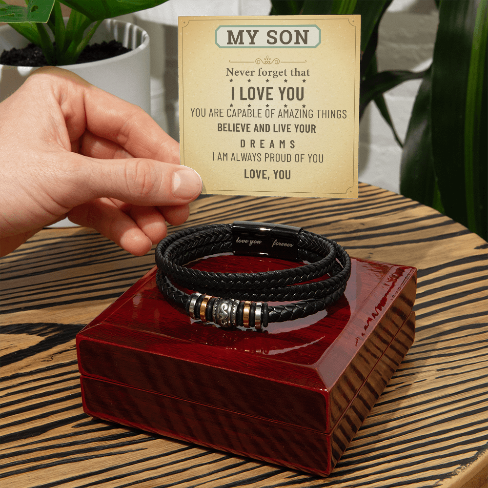 To My Son Bracelet – Meaningful Gift from Mom & Dad | Birthday, Graduation, Christmas Present
