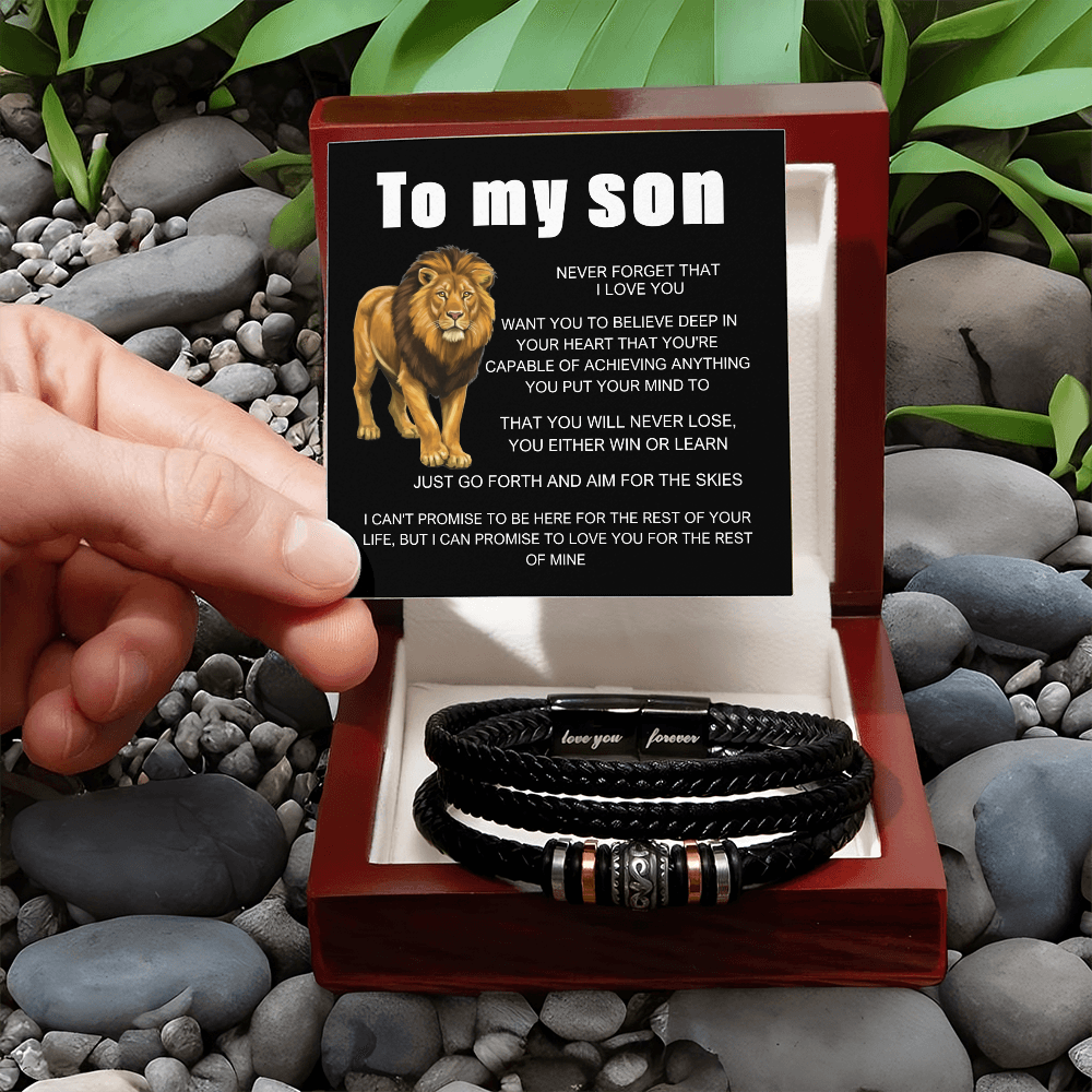 Bracelets For Men，Men's Black Braided Leather Bracelet, Stainless Steel Engraved Love You Forever Jewelry, Perfect or Dad, Husband, Son, Grandson, Nephew,Comes With Message Card And Gifts Box