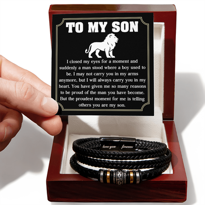 𝐋𝐞𝐚𝐭𝐡𝐞𝐫 𝐁𝐫𝐚𝐜𝐞𝐥𝐞𝐭 𝐟𝐨𝐫 𝐌𝐞𝐧 Birthday Valentine's Day Gifts for Son Grandson Boyfriend Husband Dad Brother Multi-Layer Braided Leather Bracelet with Clasp Black Inspirational Bracelet For Men