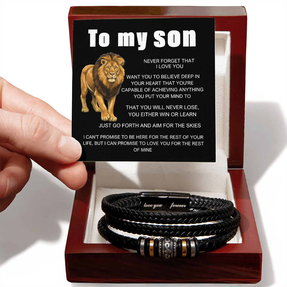 Bracelets For Men，Men's Black Braided Leather Bracelet, Stainless Steel Engraved Love You Forever Jewelry, Perfect or Dad, Husband, Son, Grandson, Nephew,Comes With Message Card And Gifts Box