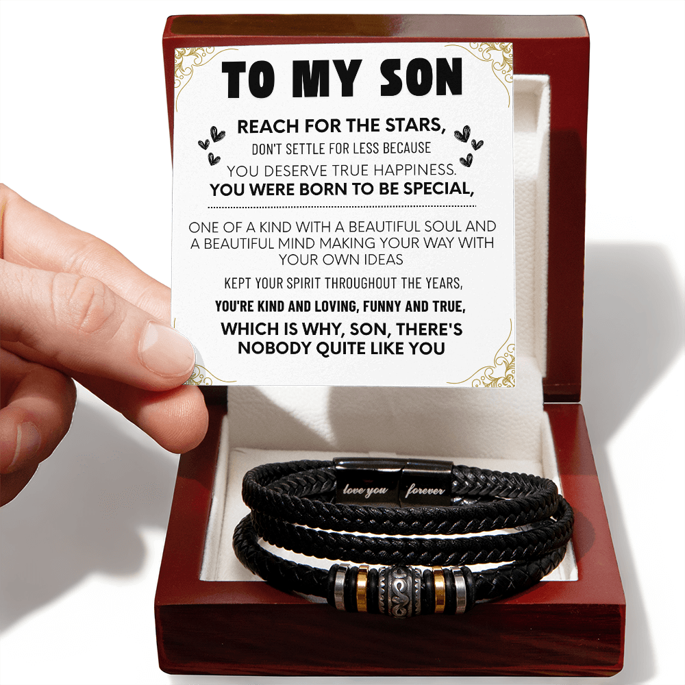 To My Son Bracelet From Mom Dad, Sons Gift From Dad, Mother And Son Bracelet, Anniversary Graduation Valentine Christmas Birthday Gifts For Sons With Message Card And Gift Box