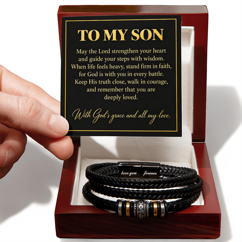 To My Son God Is With You in Every Battle Love You Forever Bracelet Gift