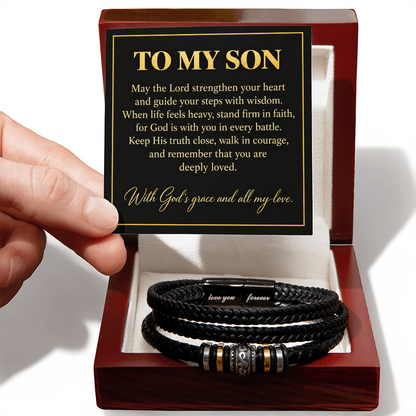 To My Son God Is With You in Every Battle Love You Forever Bracelet Gift