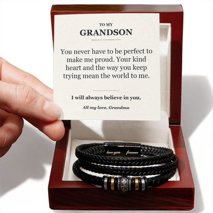 To My Grandson Bracelet from Grandma – Believe in You Message Card Gift