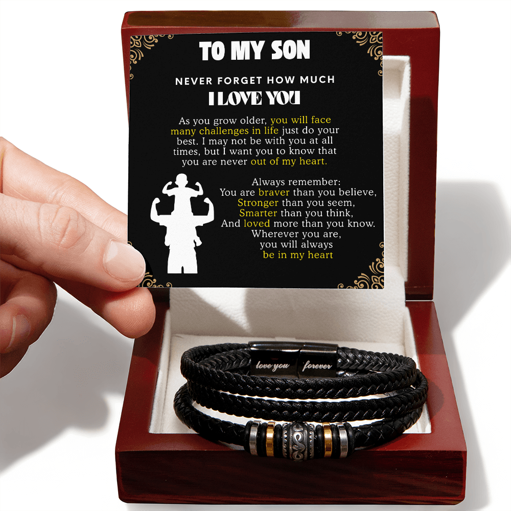 To My Son Bracelet From Mom Dad, Son Gift From Dad, Mother And Son Bracelet, Anniversary Graduation Valentine Christmas Birthday Gifts For Sons With Message Card And Gift Box