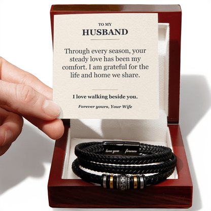 To My Husband Bracelet from Wife - Steady Love Message Card Gift