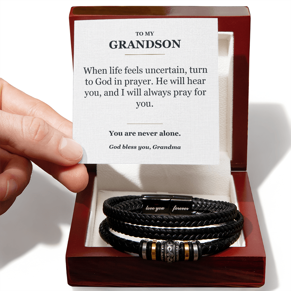 To My Grandson Faith Bracelet from Grandma - Prayer Message Card Gift