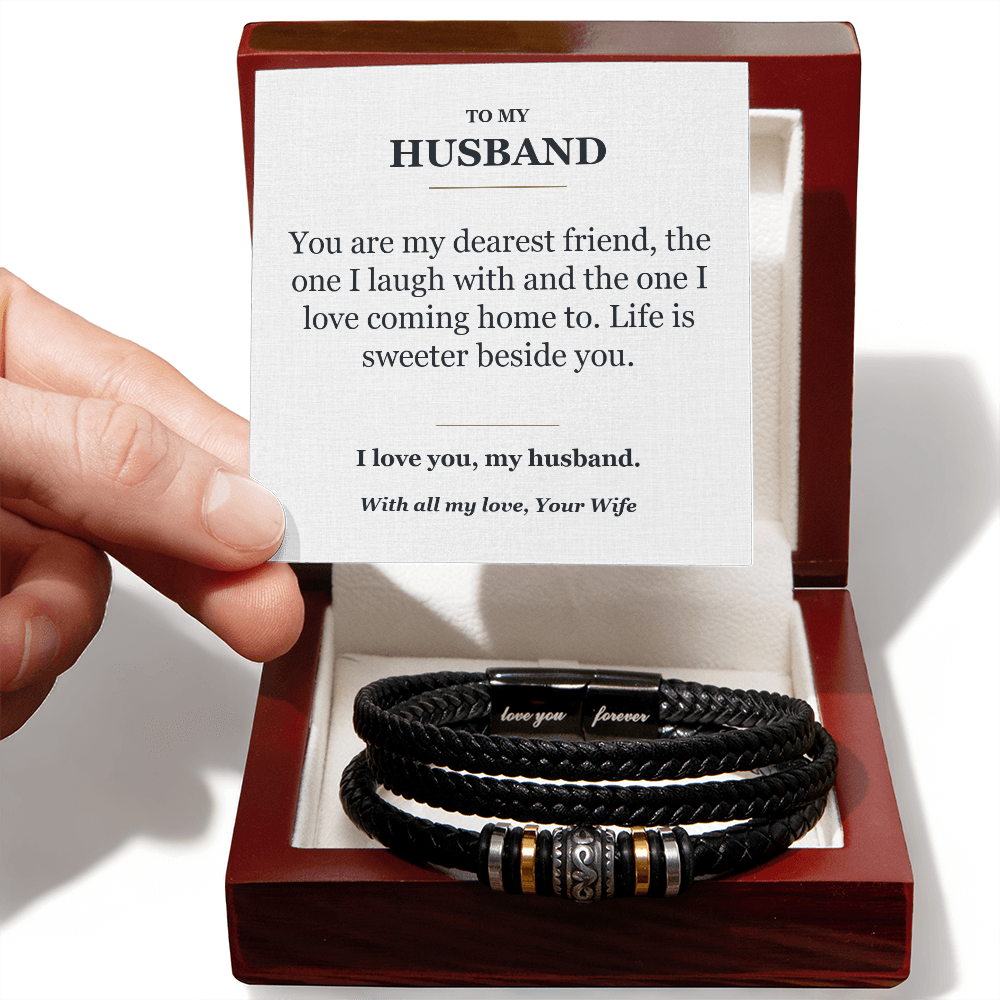 To My Husband Bracelet from Wife - My Best Friend Message Card Gift