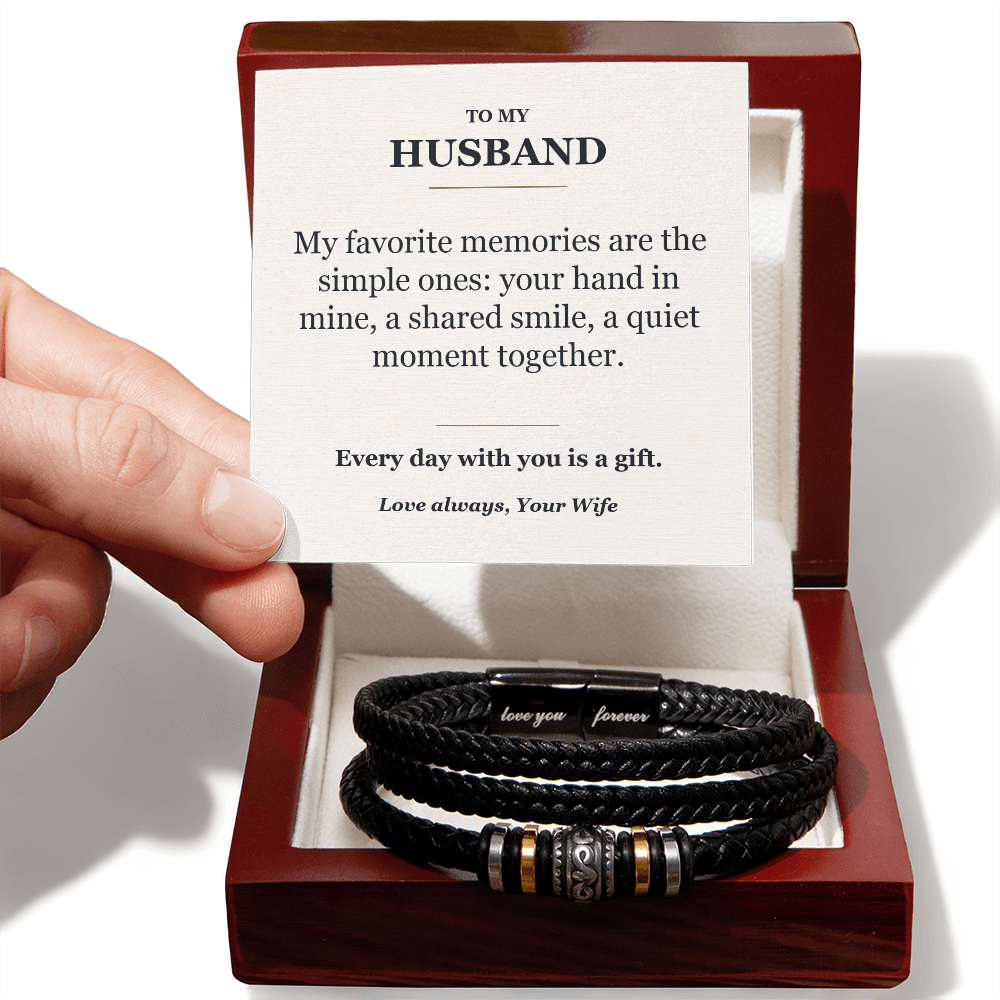 To My Husband Bracelet from Wife - Every Day With You Message Card Gift