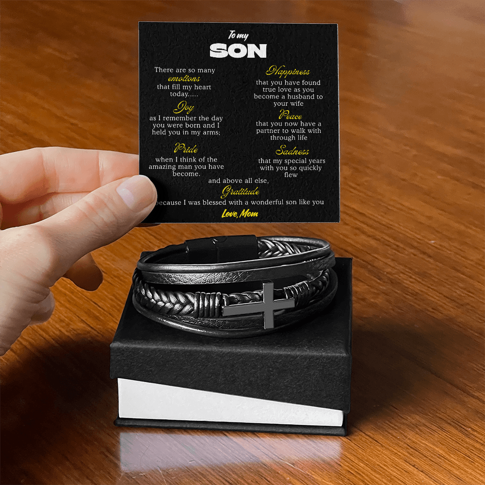 To My Son Bracelet From Mom Dad, Son Gift From Dad, Mother And Son Bracelet, Anniversary Graduation Valentine Christmas Birthday Gifts For Sons With Message Card And Gift Box