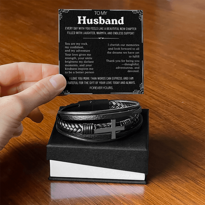 To My Husband Cross Bracelet - Beautiful New Chapter Message Card