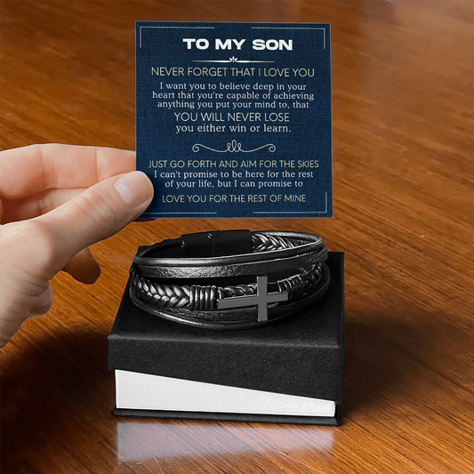 To My Son Cross Bracelet - Love You for the Rest of Mine Card