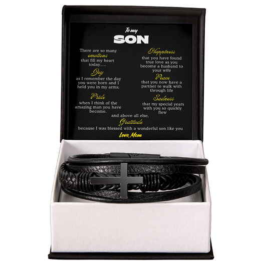 To My Son Bracelet From Mom Dad, Sons Gift From Dad, Mother And Son Bracelet, Anniversary Graduation Valentine Christmas Birthday Gifts For Sons With Message Card And Gift Box