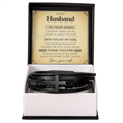 To My Husband Cross Bracelet from Wife - Partner in Life Message Card