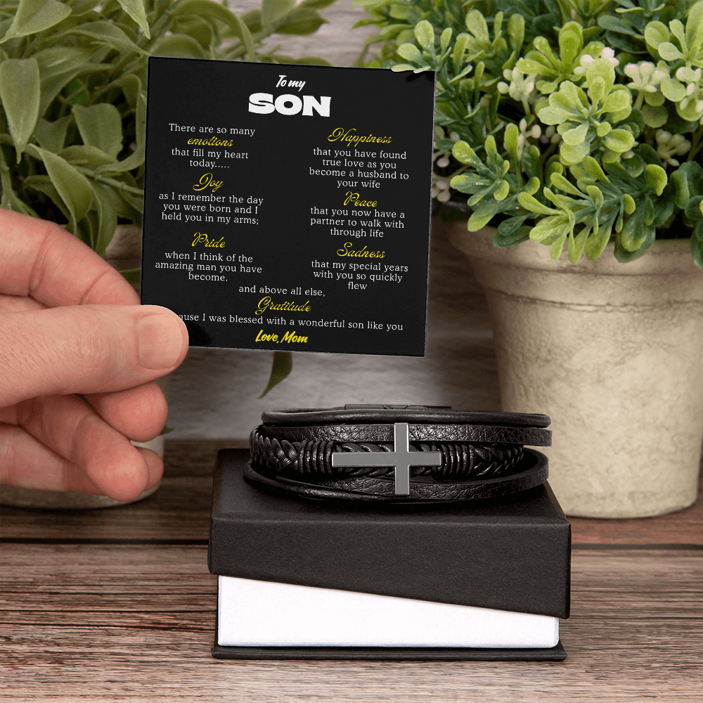 To My Son Bracelet From Mom Dad, Son Gift From Dad, Mother And Son Bracelet, Anniversary Graduation Valentine Christmas Birthday Gifts For Sons With Message Card And Gift Box