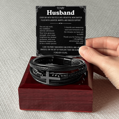 To My Husband Cross Bracelet - Beautiful New Chapter Message Card