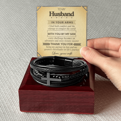 To My Husband Cross Bracelet from Wife - Partner in Life Message Card