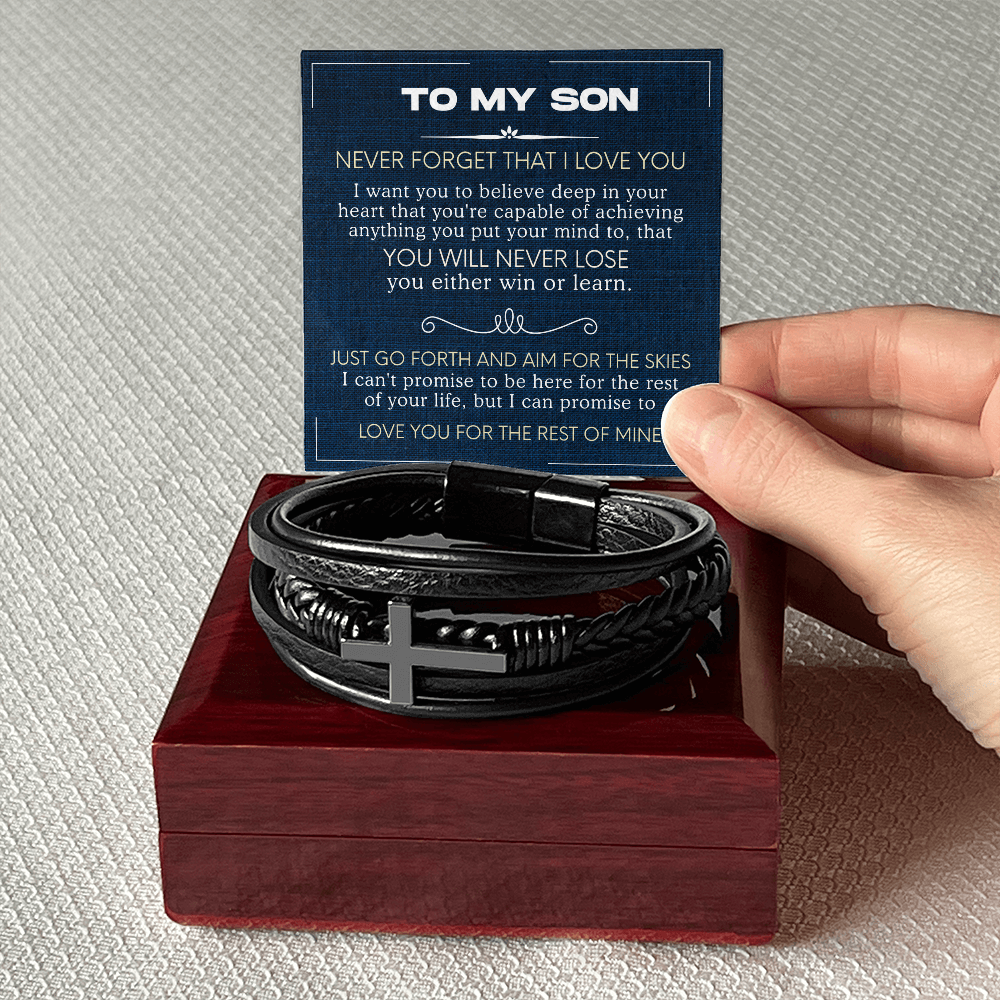 To My Son Love You Forever Bracelet From Mom & Dad With Heartfelt Message & Elegant Box, Gift For Son From Mother Father On Graduation, Birthday, Wedding, Christmas & More #1