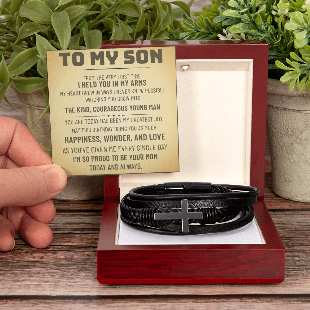 To My Son Bracelet, Best Gifts For Son, Men Gift, Love You Forever Bracelets, Birthday Gift With Message Card and Box