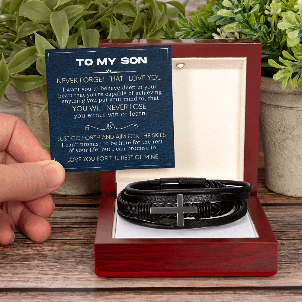 To My Son Love You Forever Bracelet From Mom & Dad With Heartfelt Message & Elegant Box, Gift For Son From Mother Father On Graduation, Birthday, Wedding, Christmas & More #1