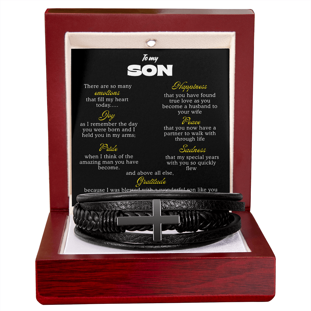 To My Son Bracelet From Mom Dad, Son Gift From Dad, Mother And Son Bracelet, Anniversary Graduation Valentine Christmas Birthday Gifts For Sons With Message Card And Gift Box